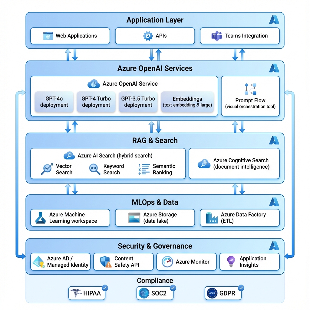 Azure OpenAI Service LLMOps Architecture with Prompt Flow and AI Search