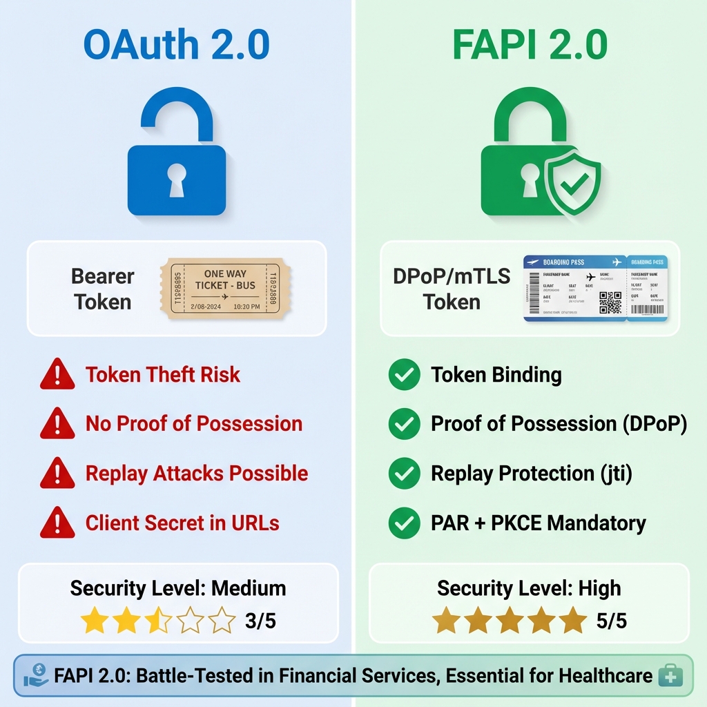 OAuth 2.0 vs FAPI 2.0 Security Comparison