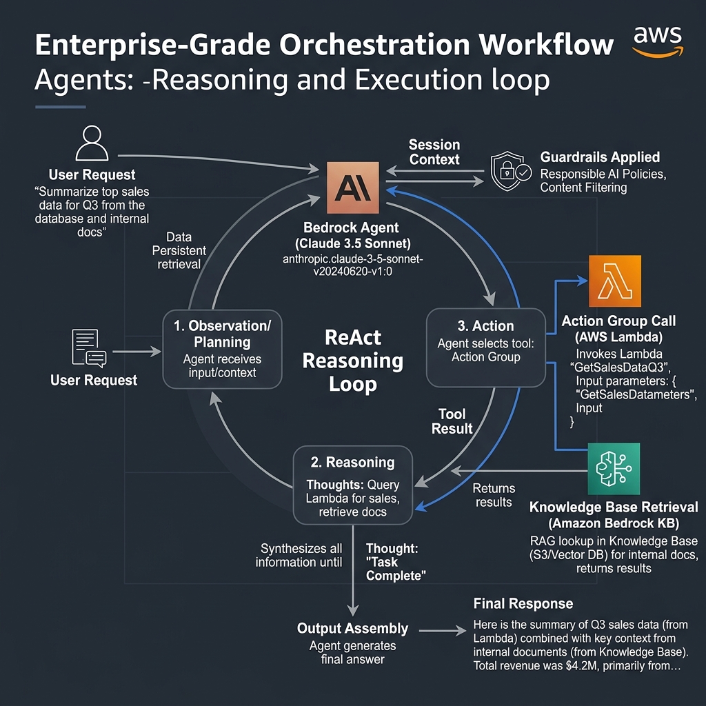 Bedrock Agents ReAct orchestration loop