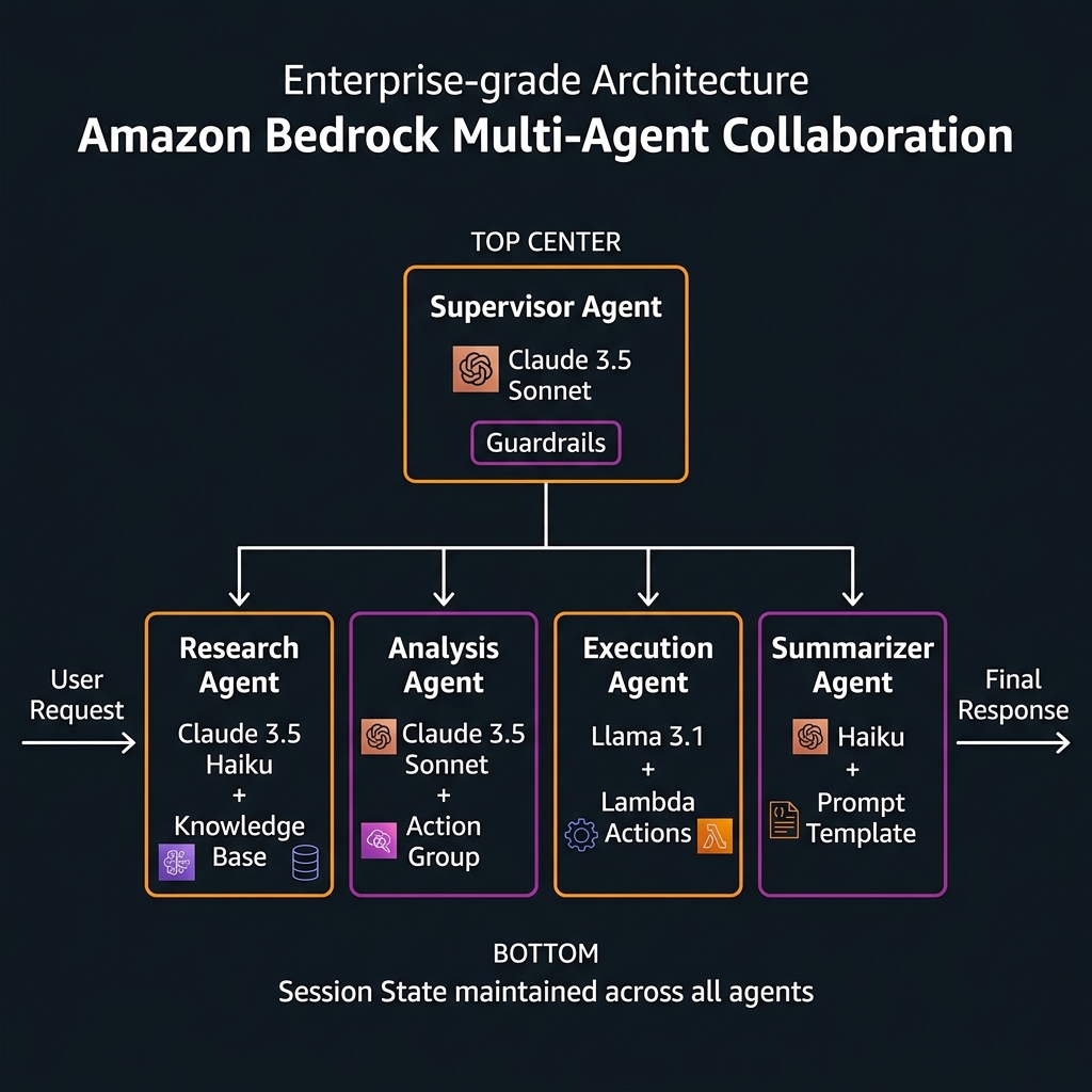 Amazon Bedrock Multi-Agent supervisor and sub-agent architecture
