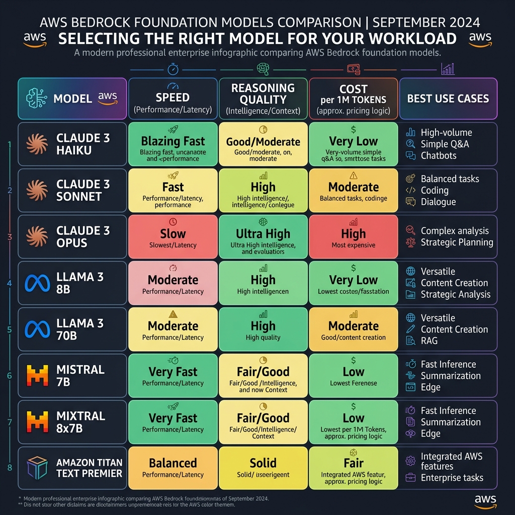 AWS Bedrock foundation model comparison September 2024