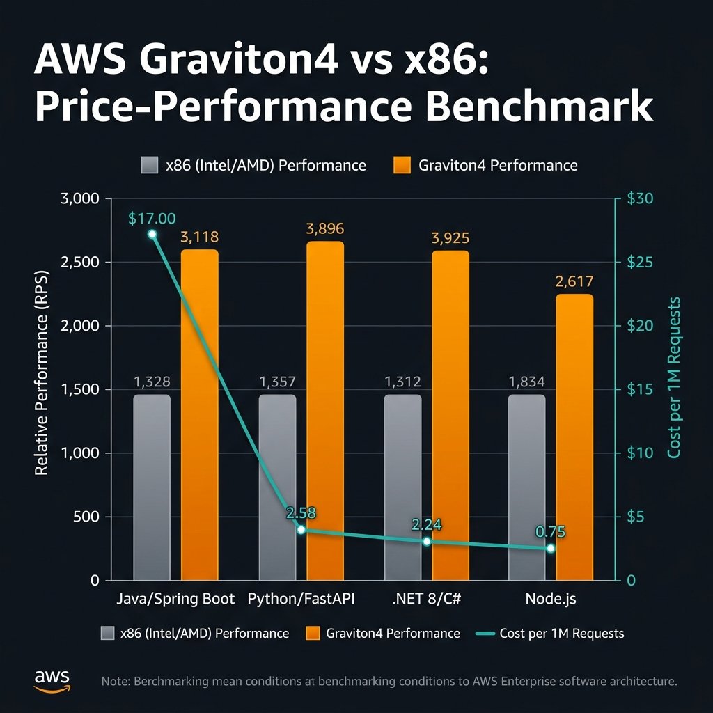 AWS Graviton4 vs x86 performance benchmark chart