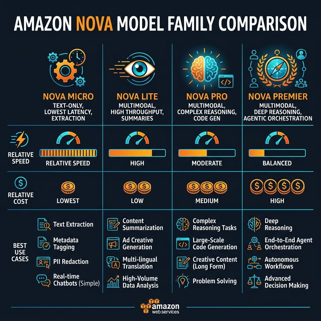 Amazon Nova capabilities comparison matrix