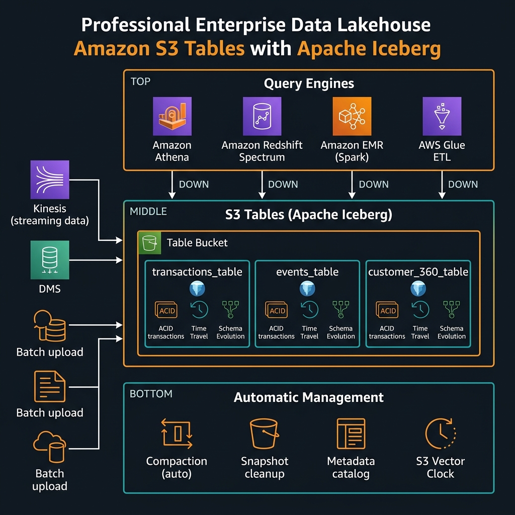 Amazon S3 Tables Apache Iceberg lakehouse architecture