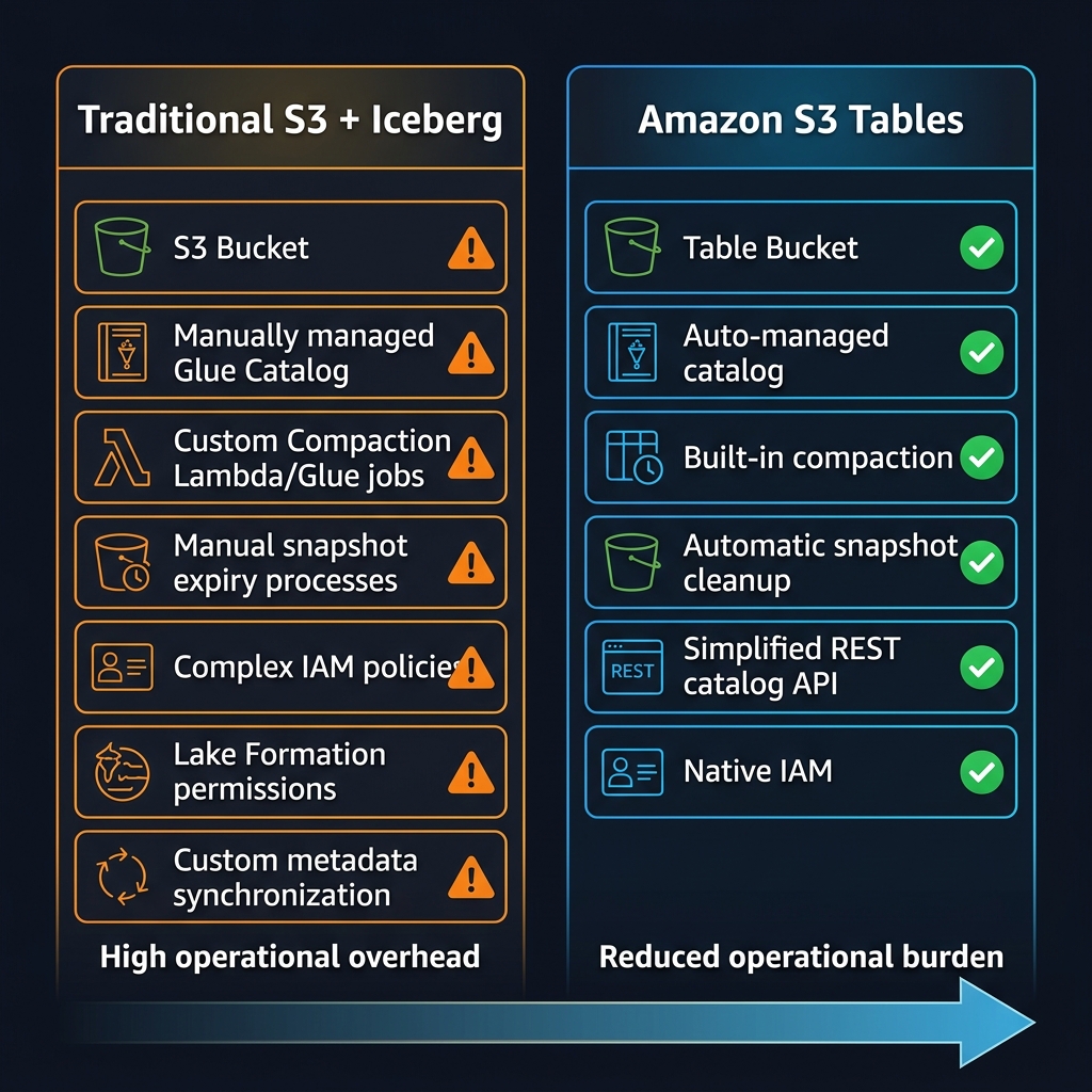 S3 Tables versus traditional S3 Glue Catalog Iceberg