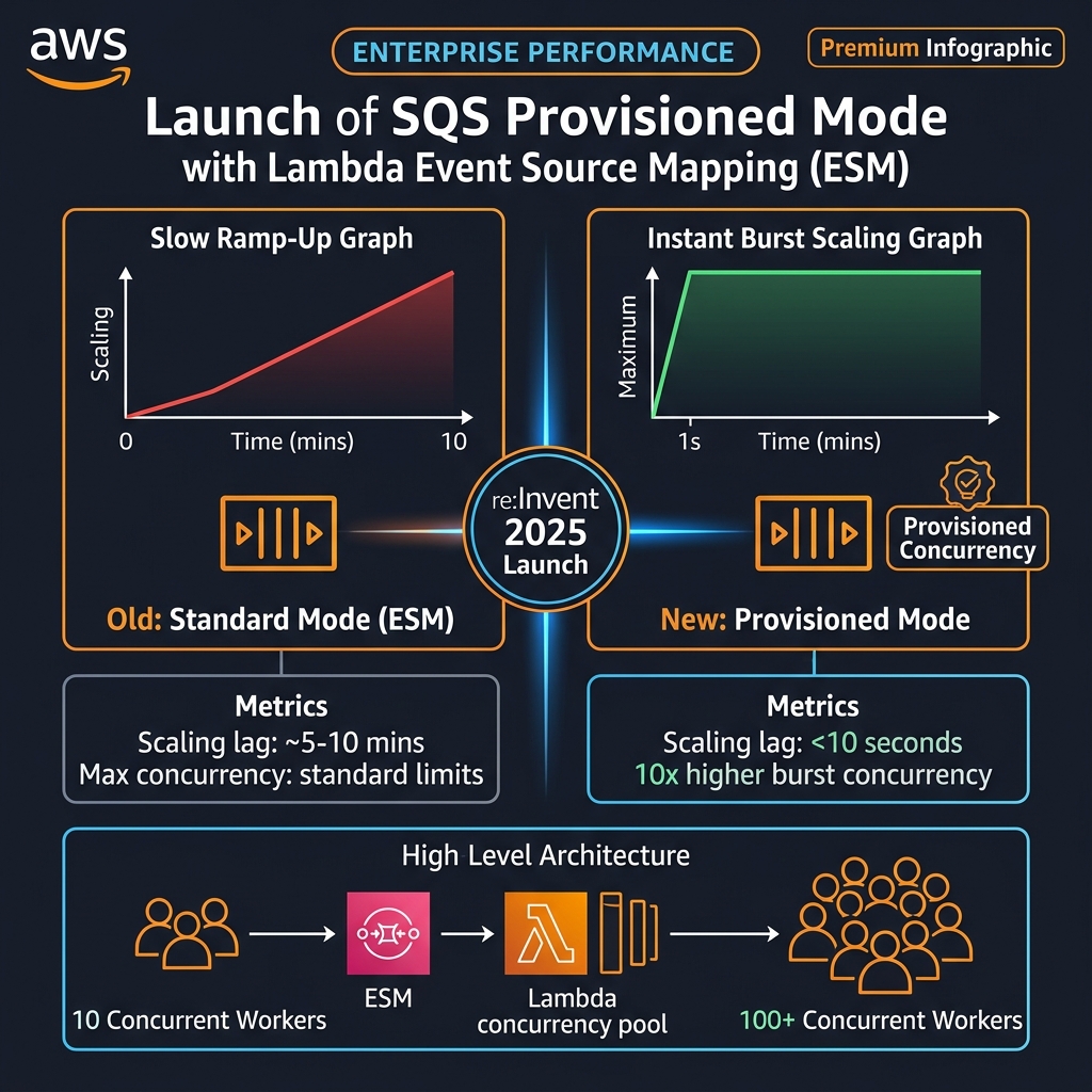 SQS Provisioned Mode vs Standard Mode burst scaling performance comparison